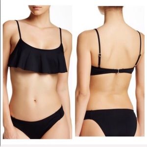 The Bikini Lab | Black Stretch Overlay Swim Top L